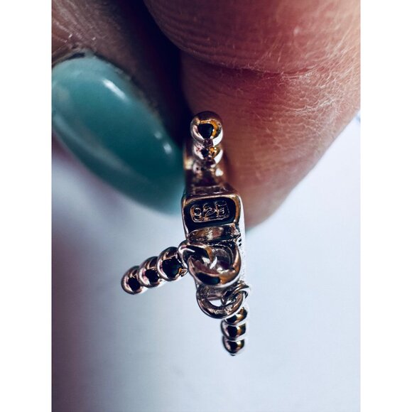 Vintage Sterling Silver 925 Girl Pendant Ruby Red Triangle Gem Estate Jewelry - Picture 9 of 9